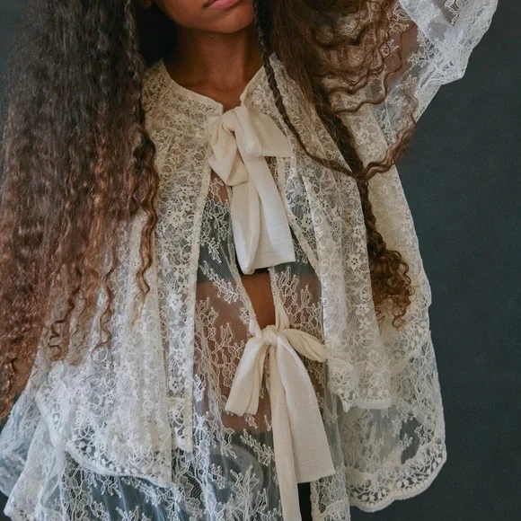 Free People Lace Off-Shoulder Blouse - Cream - Picture 3 of 3